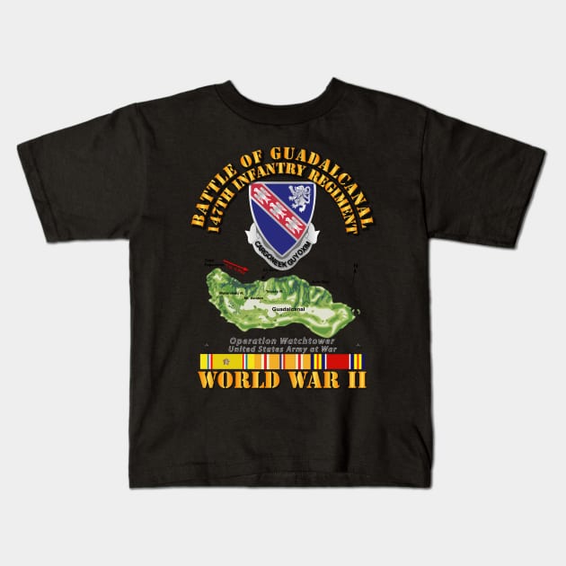 Army - 147th Infantry Regimen - WWII - Guadalcanal Kids T-Shirt by twix123844